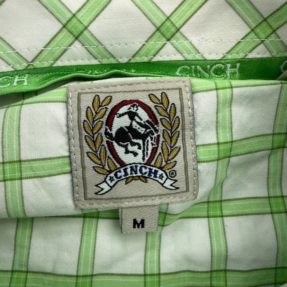 Cinch Shirt Mens Medium‎ Green Plaid Long Sleeve Button Down Western - Picture 2 of 12